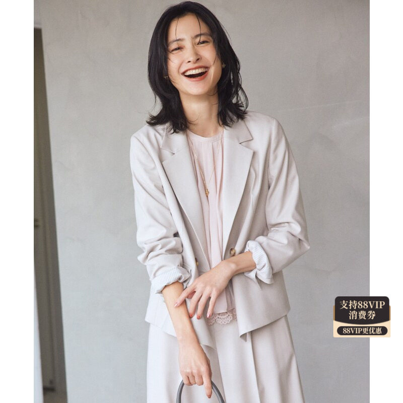 组曲时尚简约优雅官网限定帅气斜纹布夹克上衣外套女ONWARD