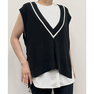 UNFILO日系时尚设计感穿搭无袖背心马甲女慵懒适宜onward