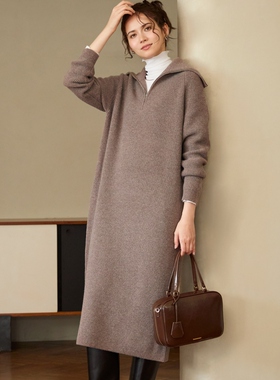 23区SLOW系列时尚简约适宜优雅软羊毛针织连衣裙女ONWARD