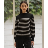 J.PRESS可洗柔软触感羊毛立领条纹针织衫 女ONWARD