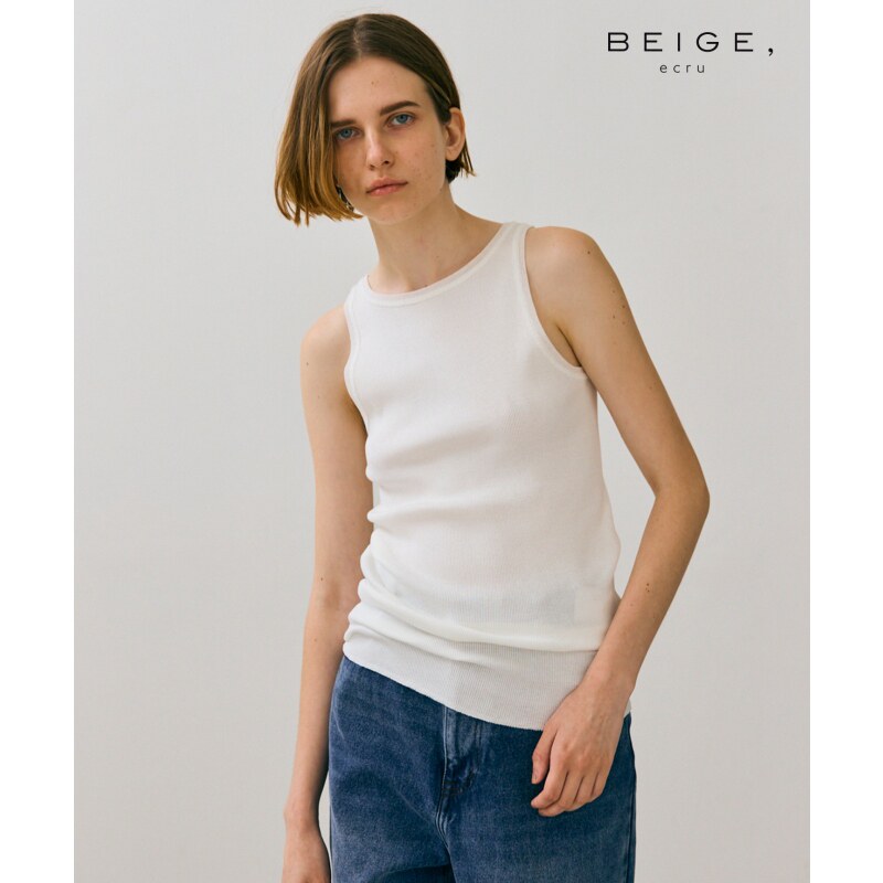 BEIGE，可洗罗纹上衣棉丝美国袖上衣女ONWARD