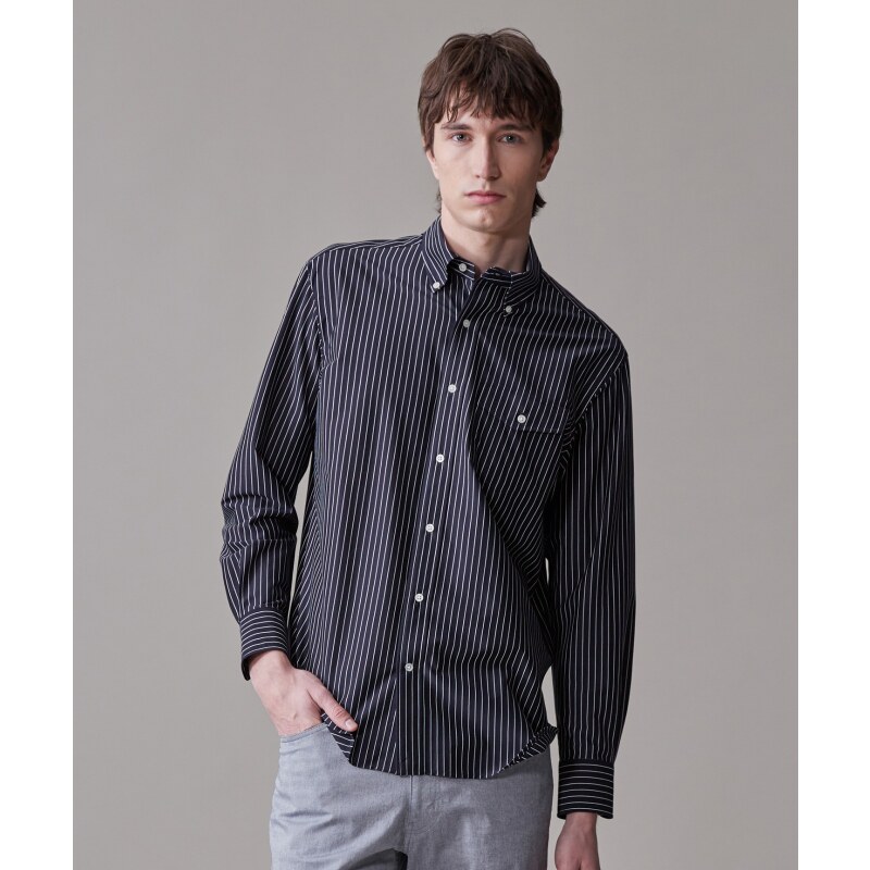 J.PRESS KANEMASA JERSEY系列条纹针织纽扣衬衫日本制男ONWARD