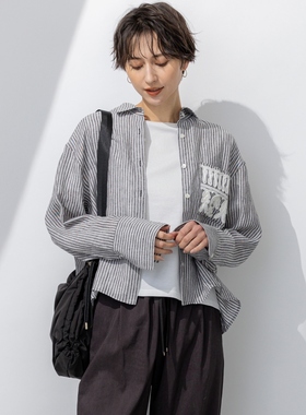 23区时尚休闲气质时尚休闲气质适宜可洗LIBECO 裤脚衬衫女ONWARD