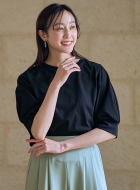 any FAM温柔文艺风气质可机洗接触凉感UV保护泡泡袖T恤女ONWARD