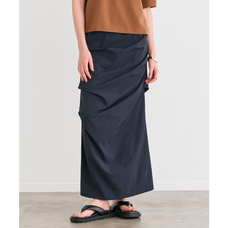 BEIGE，时尚优雅通勤气质穿搭可洗YANN侧褶I线长裙女ONWARD