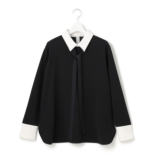 ICB简约气质时尚 领上衣女ONWARD 优雅可水洗双绉纱系带领结衬衫