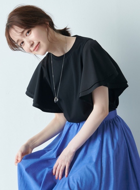 any FAM吸水速干防皱抗起球甜美女士双喇叭袖T恤日系轻奢ONWARD