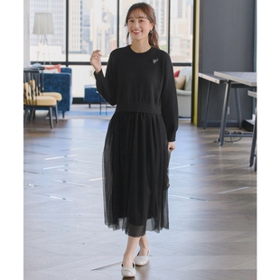 Tiaclasse可洗薄纱蕾丝拼接设计时尚 温柔连衣裙女ONWARD