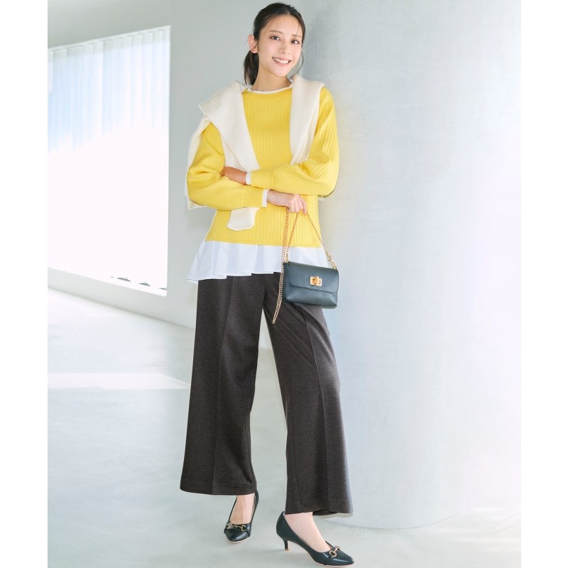 ANYSIS温柔甜美气质清新中间压褶设计混纺休闲裤女ONWARD