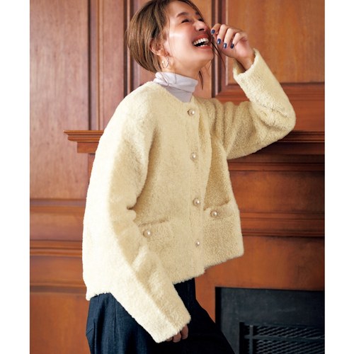 UNFILO×STORY合作款时尚适宜简约毛绒针织开衫毛衣女ONWARD