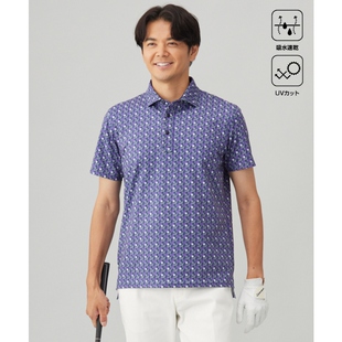 23区高尔夫男款吸水速干抵御紫外线蓟花小纹图案短袖Polo衫ONWARD