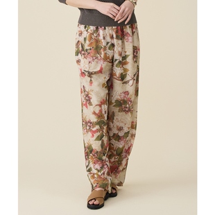 自由区气质时尚 女ONWARD 优雅感植物印花垂坠感长裤