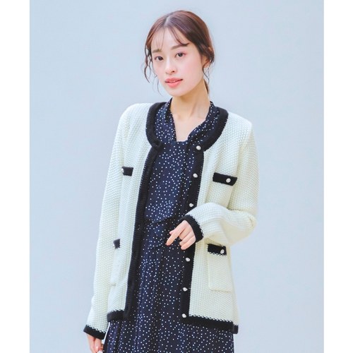 Tiaclasse春季新款日系轻奢可手洗小香风珍珠纽扣针织毛衣开衫女