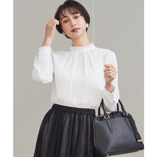 23区时尚 女ONWARD 气质优雅感可水洗背缎面荷叶边设计衬衫