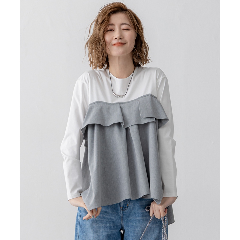 23区时尚优雅设计感可洗轻薄面料层叠紧身胸衣剪裁T恤女ONWARD