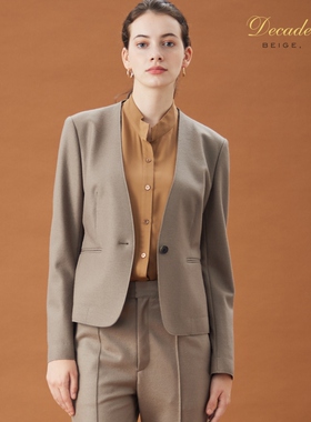 BEIGE，CORBY / 日系简约羊毛精纺无领西装夹克早秋新款时尚