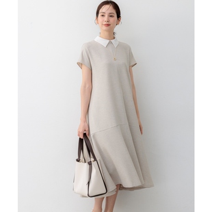 组曲优雅气质简约适宜轻质仿亚麻连衣裙女ONWARD
