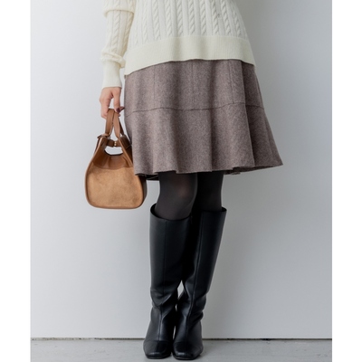组曲日系时尚毛呢半身裙秋冬新款粗花呢羊毛针织喇叭裙日系轻奢