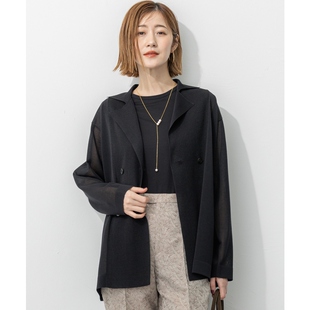 23区时尚 气质优雅感可水洗透视双排扣针织夹克上衣女ONWARD