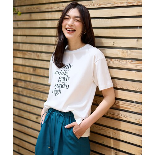any FAM时尚简约可机洗UV护理接触凉感半袖logo设计T恤女ONWARD