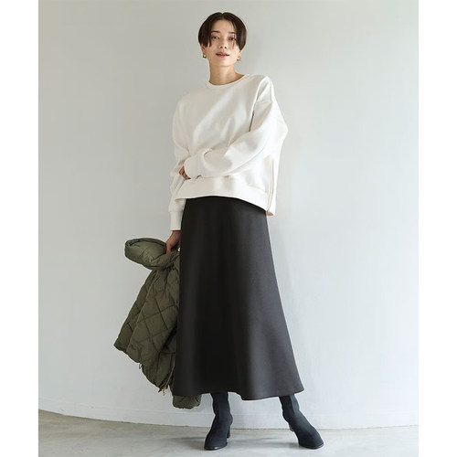 UNFILO可水洗日系简约感半身裙中长款高腰喇日系轻奢