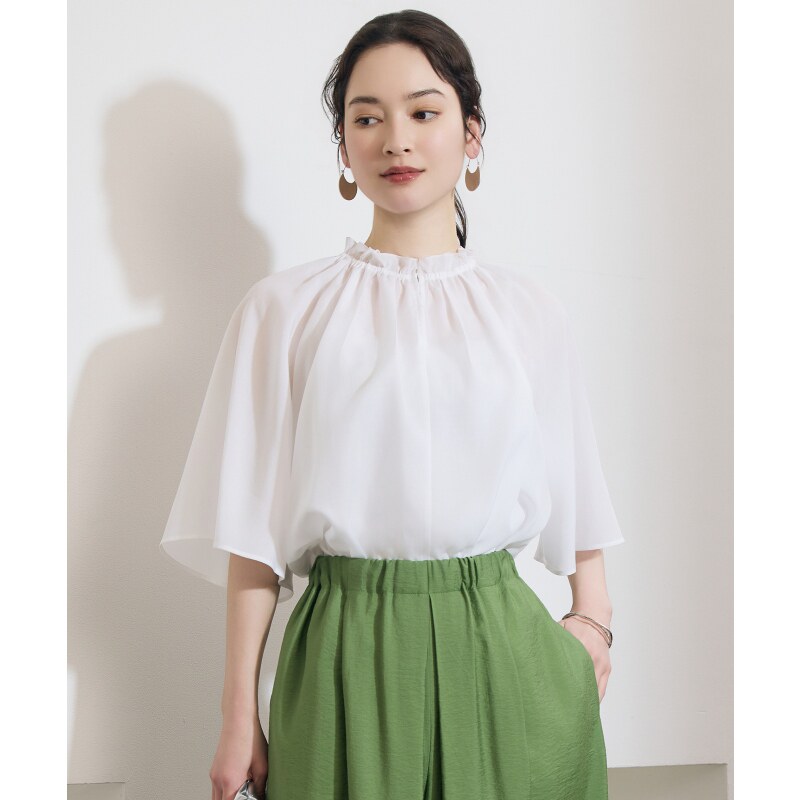 自由区时尚气质简约莱赛尔府绸荷叶边女式衬衫