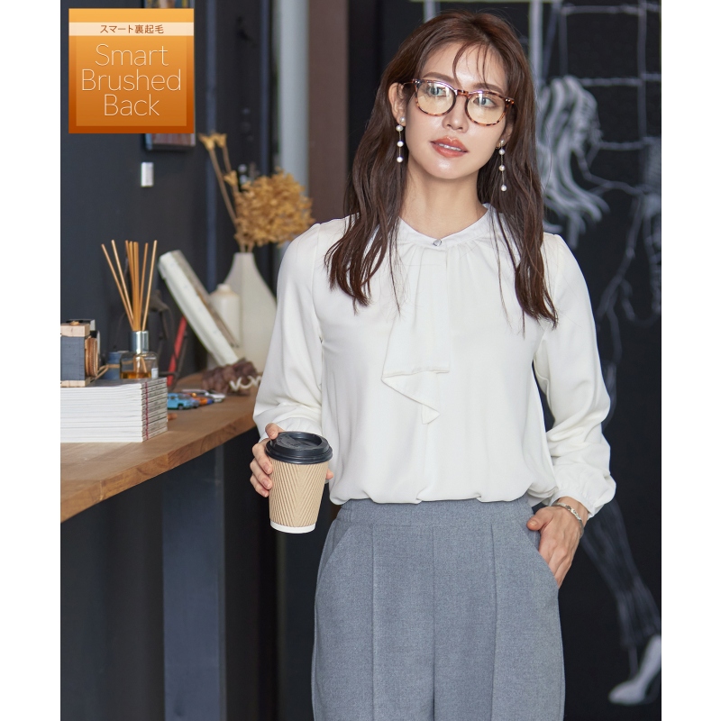 Tiaclasse可水洗日系时尚飘带灯笼袖针织衫早秋新款女士慵懒适宜