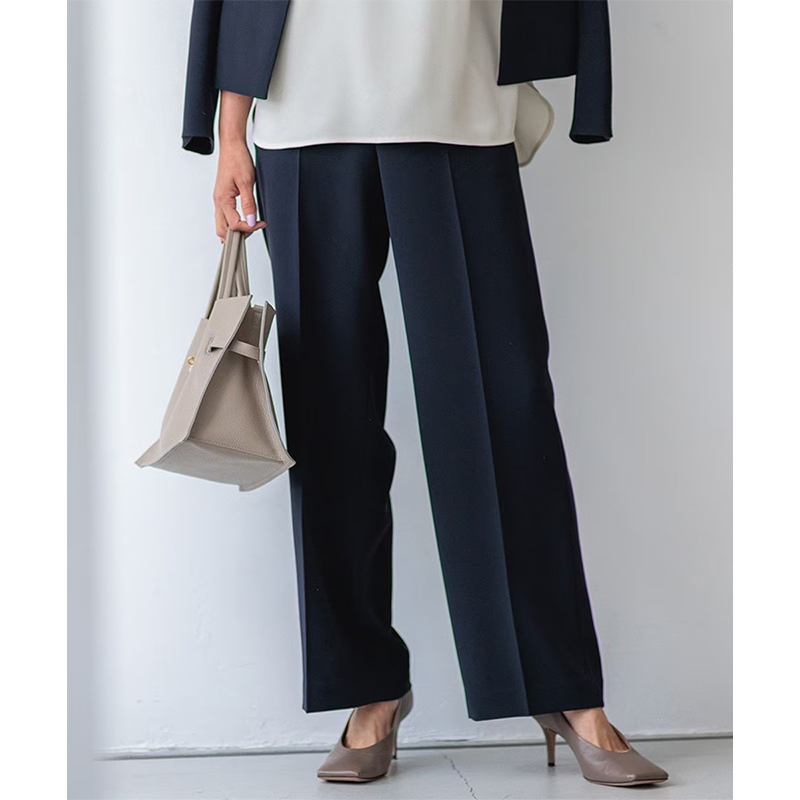 23区 感修身气质精美裁剪宽松阔腿裤女日本限定日系轻奢