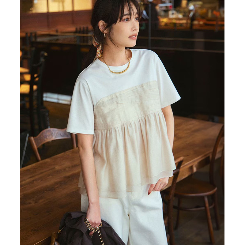 23区渡边杏同款欧根纱设计时尚适宜背心组合T恤女ONWARD