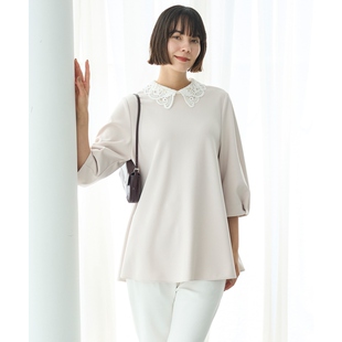 UNFILO时尚气质休闲简约双面穿接触凉感美容动感蕾丝领衬衫女ONWA