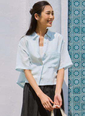 23区LIBECO系列可洗时尚适宜亚麻短款设计衬衫女ONWARD
