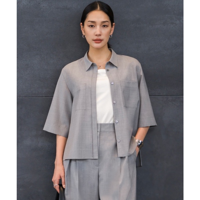 ICB时尚优雅设计感干爽凉爽TRO五分袖衬衫上衣女ONWARD