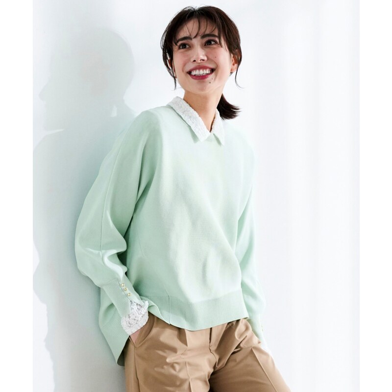 ANY SIS温柔气质甜美清新花粉释放蝙蝠袖针织衫女ONWARD