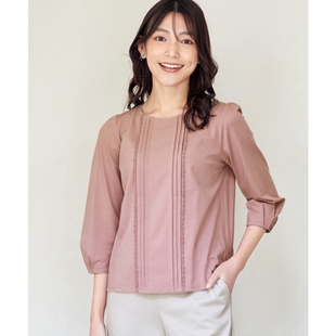 Tiaclasse可洗压褶蕾丝气质温柔剪裁T恤衬衫 女ONWARD