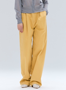 BEIGE，感气质优雅可水洗HAMLIN棉弹力双褶宽腿裤女ONWARD