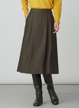 J.PRESS简约时尚适宜休闲可洗CUPRA斜纹折叠裙女ONWARD