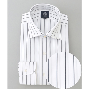 J.PRESS适宜休闲PREMIUM 男ONWARD PLEATS苏皮马棉条纹宽领衬衫