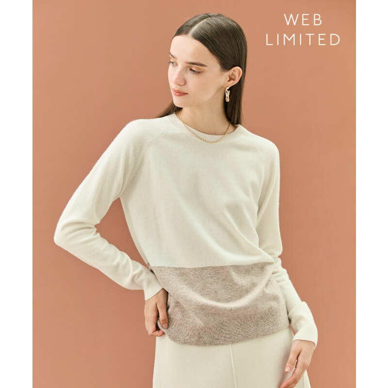 BEIGE,官网限定可水洗DEMING双色羊毛圆领针织衫女ONWARD