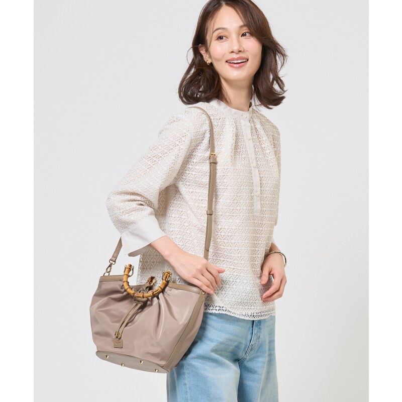 J.PRESS简约休闲适宜气质两用竹节褶皱托特包女ONWARD