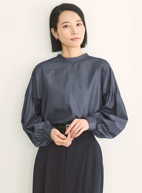 UNFILO时尚适宜休闲斜纹牛仔肩部褶皱衬衫女ONWARD