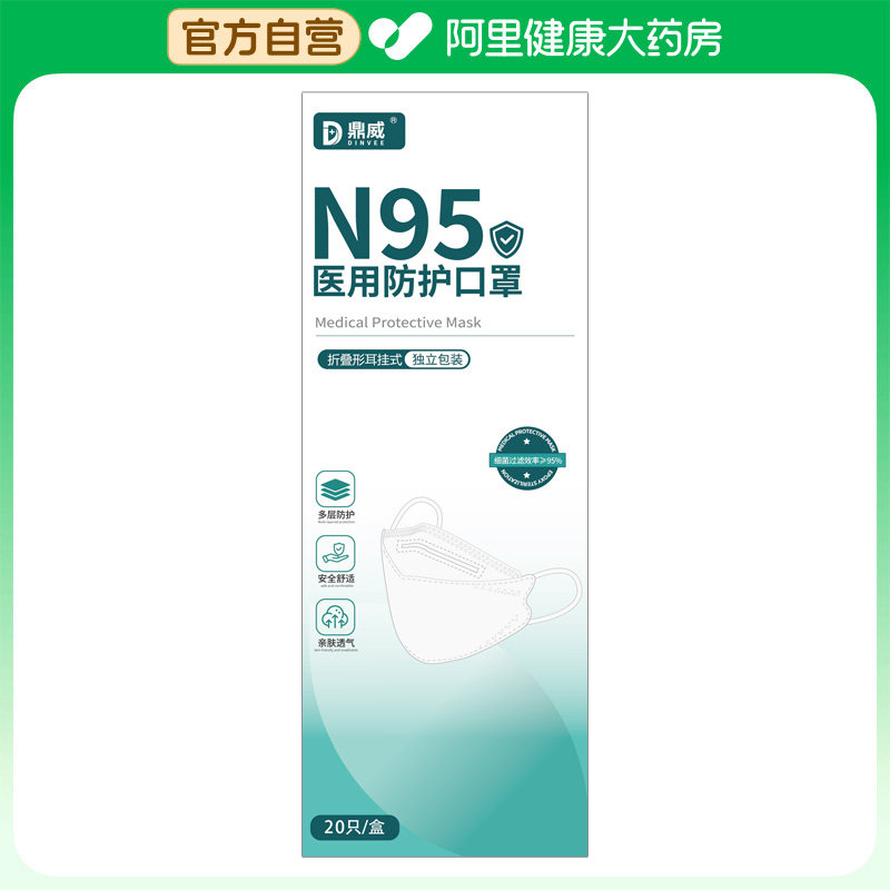 鼎威医用防护口罩折叠形耳挂式B普通级；1盒防尘正品医疗独立透气图片