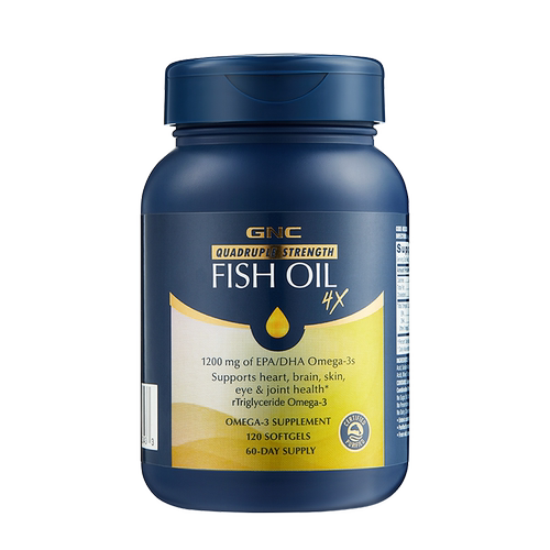GNC健安喜四倍铂金深海鱼油120粒omega3欧米伽软胶囊心脑眼健康*2