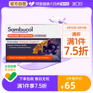 澳洲进口Sambucol小黑果黑接骨木补充VC加锌维C蜂蜜利咽润喉含片