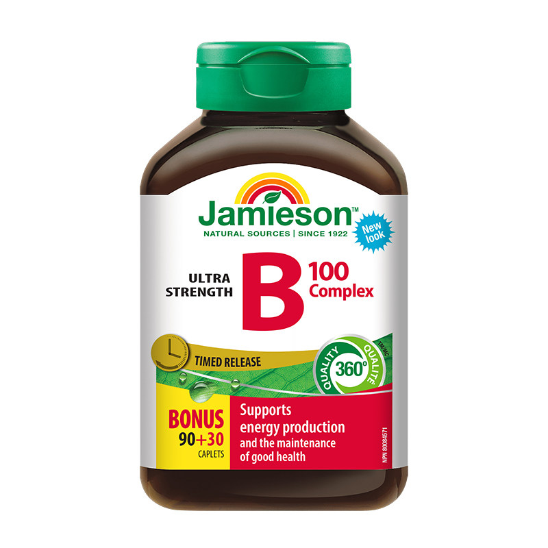JAMIESON维生素b族100复合片缓释型120片肌醇加拿大进口男女通用