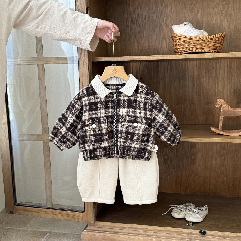 婴儿衣服秋冬季男宝宝套装深秋夹棉时尚洋气一岁加厚婴幼儿两件套