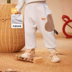 宝宝裤子男童长裤秋冬女童加绒裤婴儿pp裤外穿萌高腰保暖