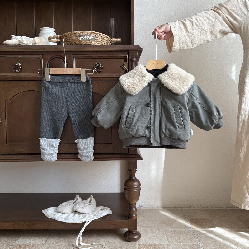婴儿衣服棉服冬季女宝宝加厚棉衣外套一岁冬款时尚婴幼儿洋气套装