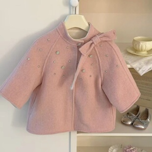 【柠里】韩国童装2025冬季新款宝宝粉色可爱双面呢大衣女童外套潮