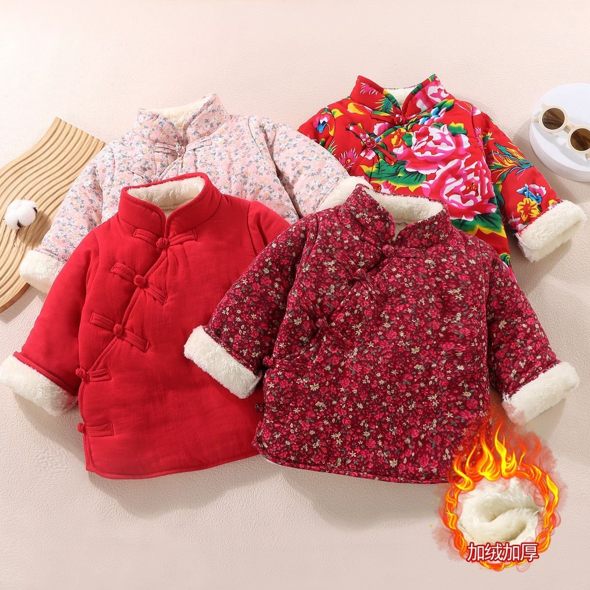 儿童中国风偏襟棉袄宝宝复古加绒加厚棉衣女童民族风喜庆拜年服,童装/婴儿装/亲子装,汉服,淘宝优惠券,粉丝福利购,淘宝优惠卷