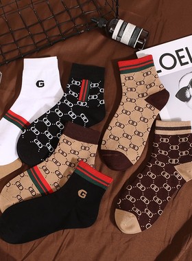 秋冬款子女中筒ins潮运动纯棉GD字母百搭舒适中腰网红款情侣男袜